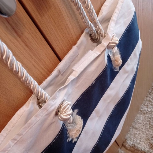Striped white blue shoulder bag used