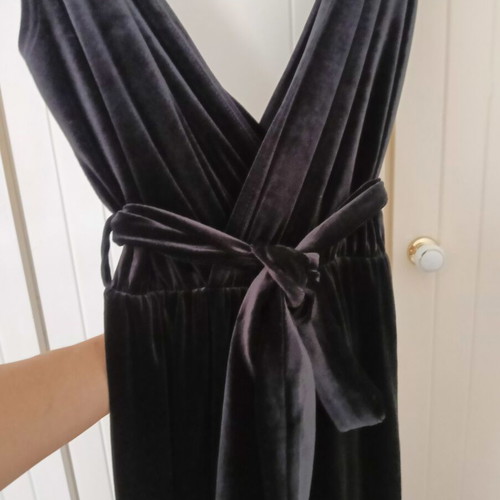 Women's black velvet jumpsuit, size S