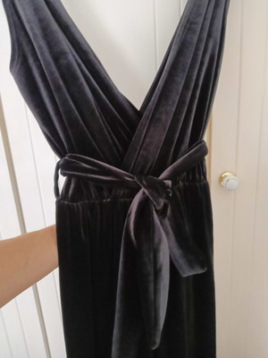 Women's black velvet jumpsuit, size S