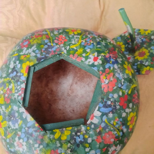 Decorative hand-painted dried water gourd 35 cm like new