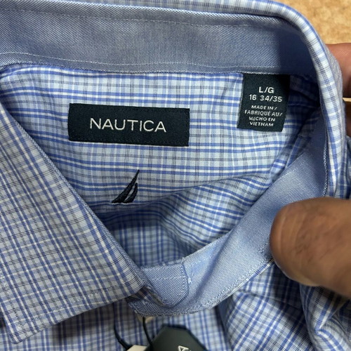 Nautica Stretch Classic Fit Shirt Large 16-34/35 new, 100% cotton
