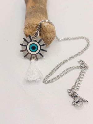 Evil Eye Necklace Made of Stainless Steel New, Blue and Silver