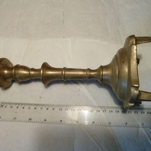 Antique solid bronze German candlestick used, early 20th century