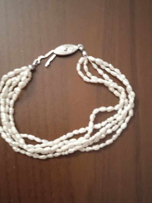 Bracelet with pearl beads five strands like new, white