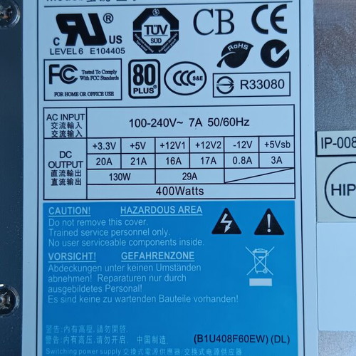 Seasonic SS-400H1U Server Power Supply like new, 400W, Active PFC
