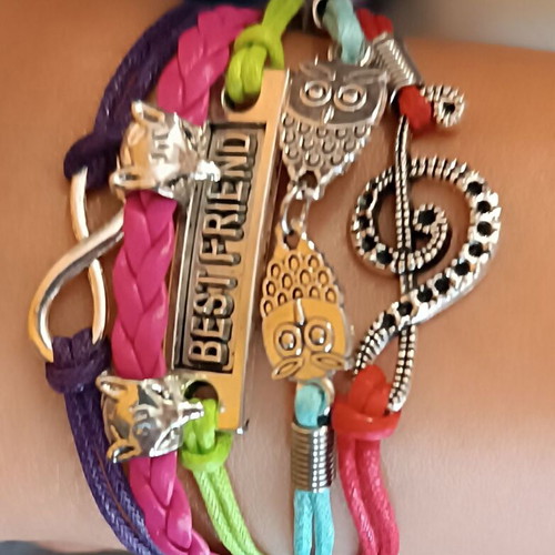 Best Friends bracelet new with multiple layers of leatherette and colorful cords