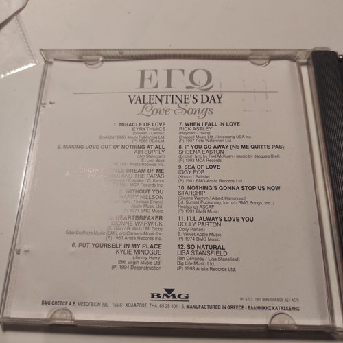 Valentine's Day Love Songs CD like new, pop collection