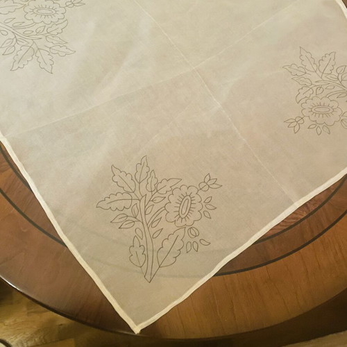 Set of 2 organza table runners with embossed design, like new