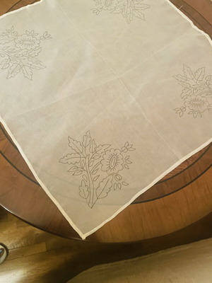 Set of 2 organza table runners with embossed design, like new