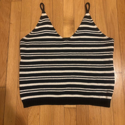 Striped knitted crop top like new, blue and white, size L