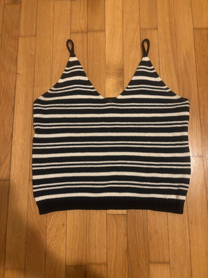 Striped knitted crop top like new, blue and white, size L