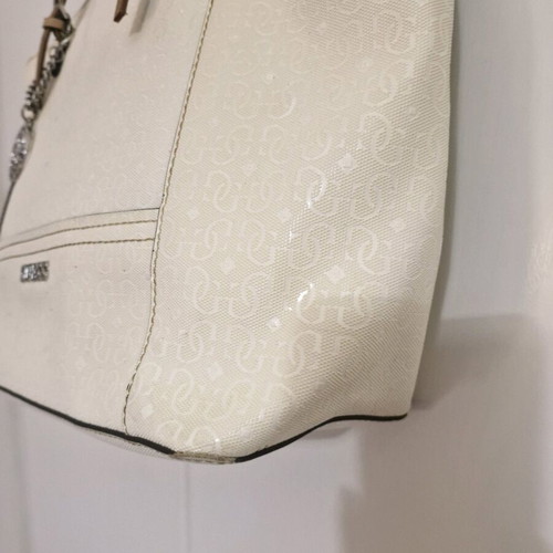 Guess bag large like new, white with charm