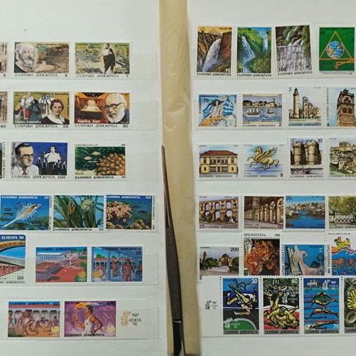 HELLAS1978 TO 1989 THE FIRST SERIES OF 1989 ALL SERIES OF STAMPS CONTINUOUS