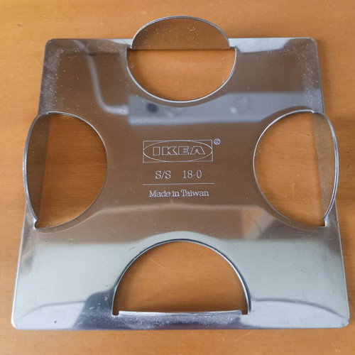 IKEA stainless steel coaster set with base, like new, 6 pieces
