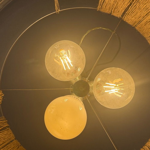 Glass ceiling light for 3 bulbs like new with silver details