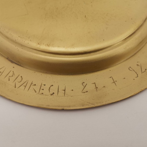 Marrakech 27-7-92 brass plate used, engraved collectible