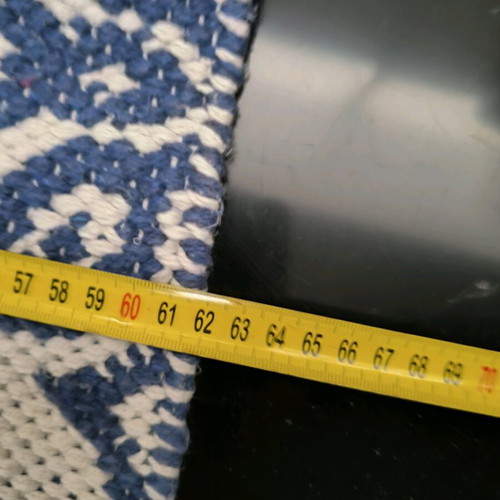 Handmade rug from India like new, blue and white