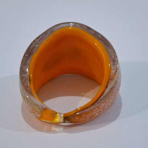 Vintage Murano glass ring with gold foil size 66EU new