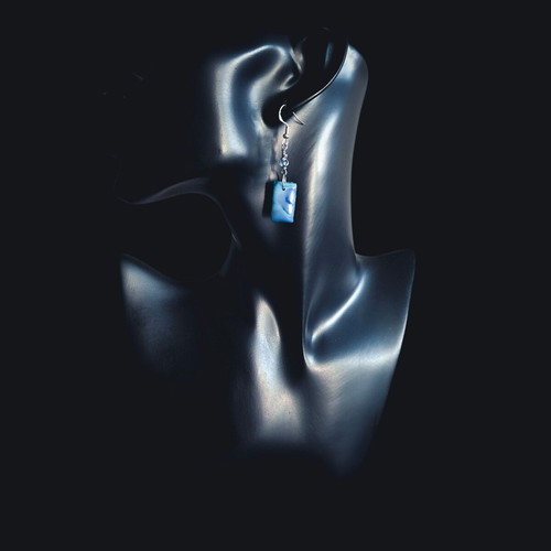 Handmade earrings from recycled plastic blue, new