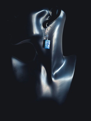 Handmade earrings from recycled plastic blue, new