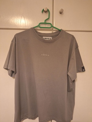 T-shirt με κέντημα unisex αφόρετο, μέγεθος M-L, γκρι, 100% οργανικό βαμβάκι