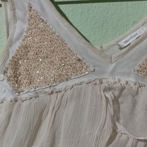 Women's top like new, white and beige, size S