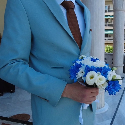 Men's Wedding Suit like new, turquoise, size L