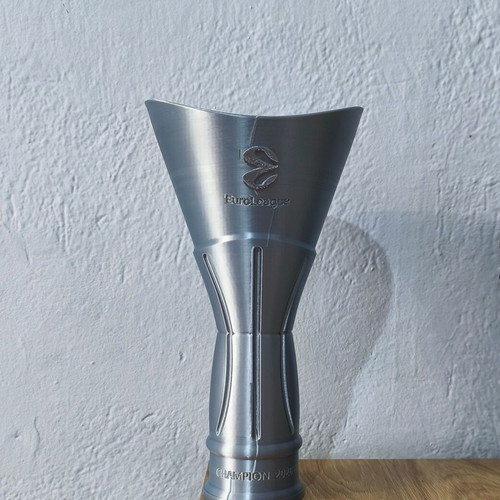 Euroleague 2026 Olympiacos Trophy new, 3D printed silver metallic