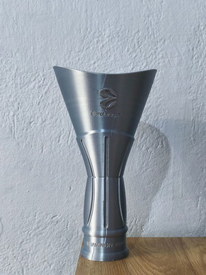 Euroleague 2026 Olympiacos Trophy new, 3D printed silver metallic