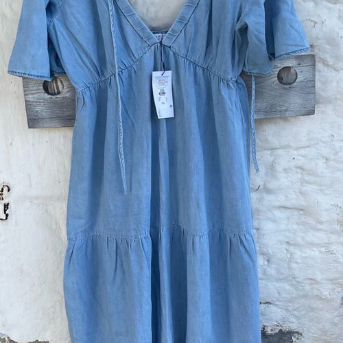 Denim long peasant dress new, Primark, blue turquoise