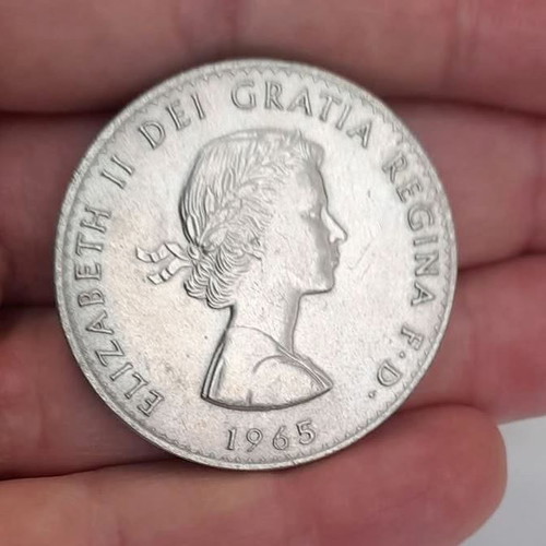 5 Shillings 1965 like new, Winston Churchill commemorative coin