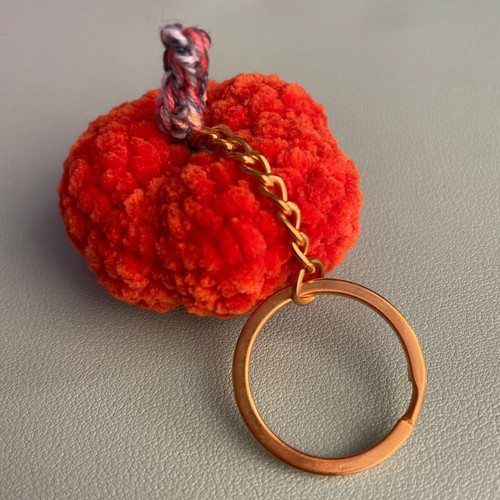 Handmade Pumpkin Keychain in Orange