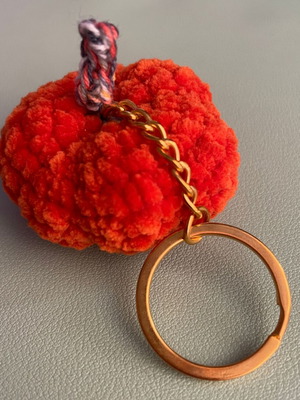 Handmade Pumpkin Keychain in Orange