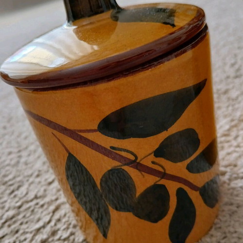 Vintage ceramic jars set of 3 with lid olive design like new