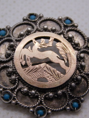 Silver-gold Rhodian style brooch with deer