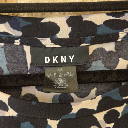 DKNY Short Sleeve Knot Front Blouse like new, colorful print, size L