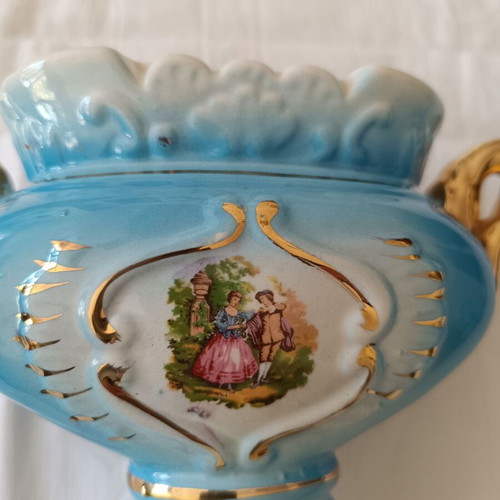 Vintage vases set of 3 from Italian ceramics in baroque style like new