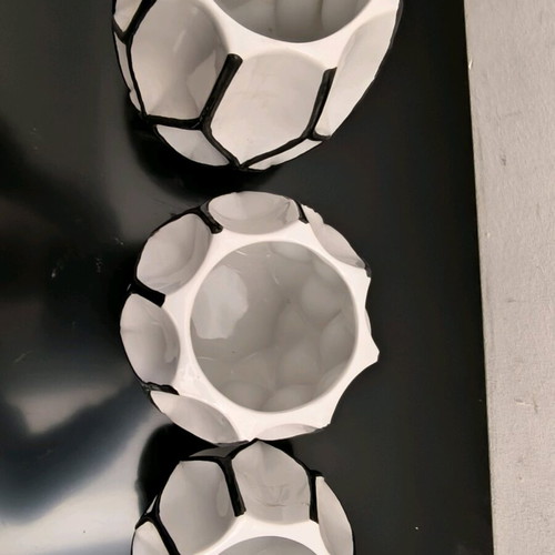 Modern vases used, set of 3, white and black color