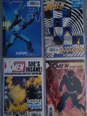 Uncanny X-Men #395-398 comic set, Poptopia arc, Marvel 2001