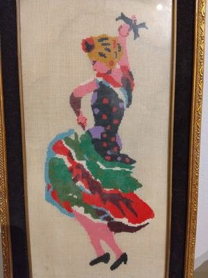 Vintage embroidered flamenco dancer artwork, used