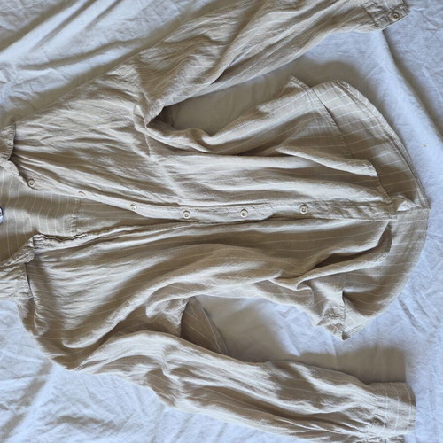 House oversized striped shirt size S linen blend beige used
