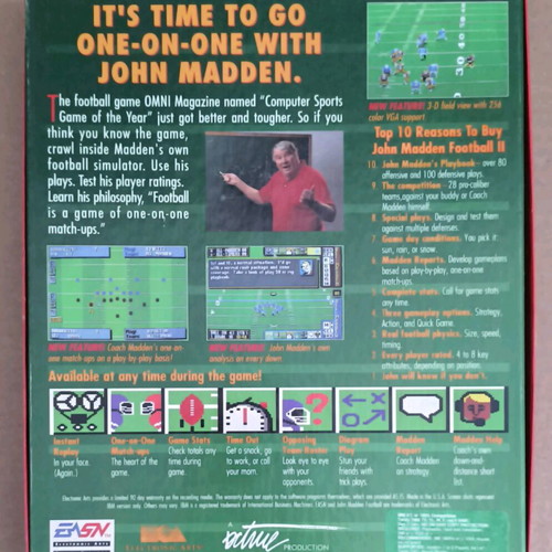 John Madden Football II PC like new, Big Box, 3.5" disks