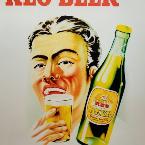 Keo Beer Large Collectible Metal Sign used