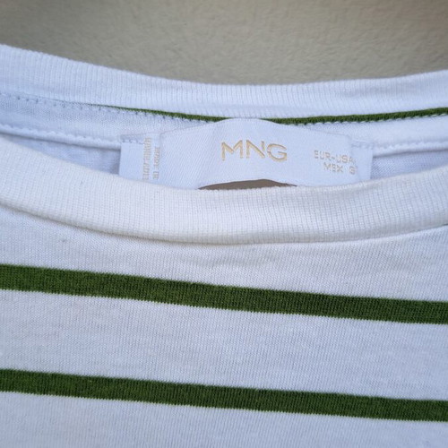 Relaxed Striped T-Shirt Mango like new, white and green, size L