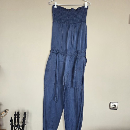 Satin jumpsuit used, blue, one size