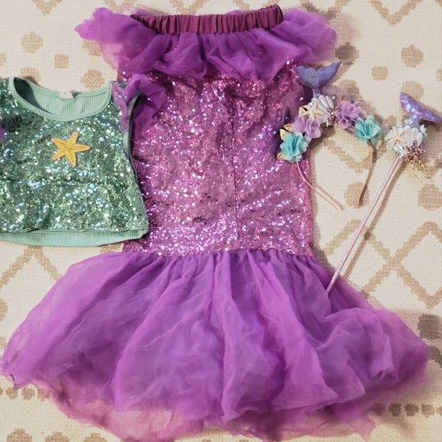 Mermaid costume for 7 years old new with skirt, top and accessories