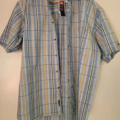 Point Zero Crinkle Shirt Blue Check short sleeve new, size M