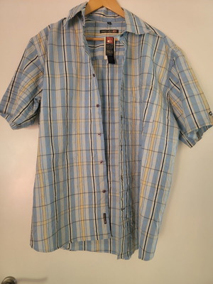 Point Zero Crinkle Shirt Blue Check short sleeve new, size M