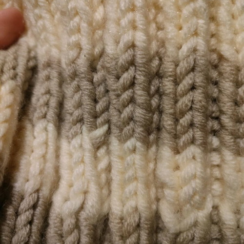 Knitted handmade wool hat new, gray and beige
