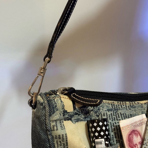 Silvano Biagini Y2K Vintage Shoulder Bag like new with Newspaper Print